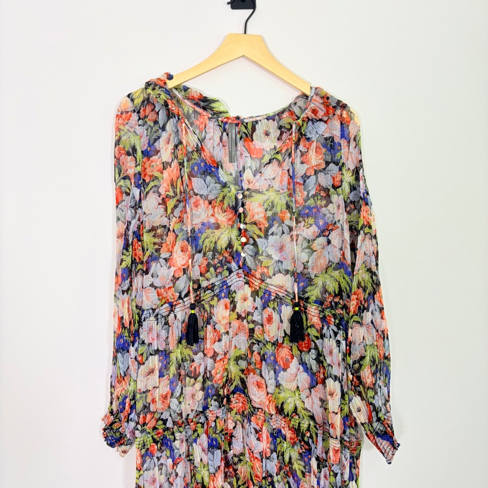 Anthropologie The Marais Printed Chiffon Maxi Dress Floral XL OB1371223 - Picture 3 of 9